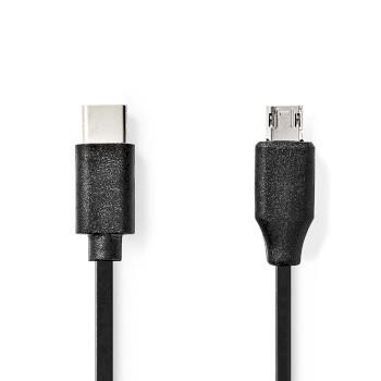 Nedis USB-kabel | USB 2.0 | USB-C- Hane | USB Micro-B Hane | 480 Mbps | Nickelplaterad | 1.00 m | Rund | PVC | Svart | Plastpåse