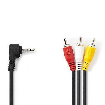 Nedis Audio Video-kabel | 3.5 mm Hane | 3x RCA Hane | Nickelplaterad | 2.00 m | Rund | PVC | Svart