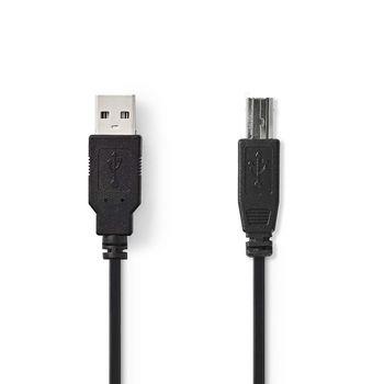 Nedis USB-kabel | USB 2.0 | USB-A Hane | USB-B Hane | 480 Mbps | Nickelplaterad | 2.00 m | Rund | PVC | Svart | Plastpåse