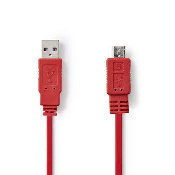 Nedis USB-kabel | USB 2.0 | USB-A Hane | USB Micro-B Hane | 480 Mbps | Nickelplaterad | 1.00 m | Platt | PVC | Röd | Plastpåse