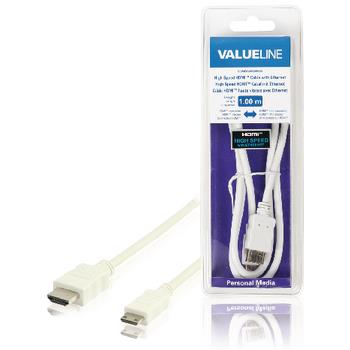 Valueline High Speed HDMI Kabel med Ethernet HDMI Kontakt - HDMI Mini Hane 1.00 m Vit
