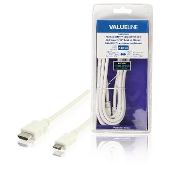 Valueline High Speed HDMI Kabel med Ethernet HDMI Kontakt - HDMI Mini Hane 2.00 m Vit