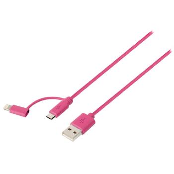 Sweex 2-i-1 Synk och Laddningskabel USB A hane - Micro B-hane 1.00 m Rosa
