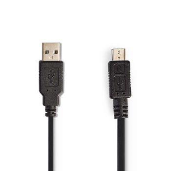 Nedis USB-kabel | USB 2.0 | USB-A Hane | USB Micro-B Hane | 480 Mbps | Nickelplaterad | 2.00 m | Lindad | PVC | Svart | Plastpåse
