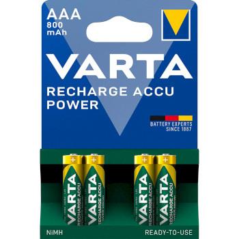 Varta Laddningsbara Ni-MH-batteri AAA | 1.2 V DC | 800 mAh | Förladdad | 4-Blisterkort