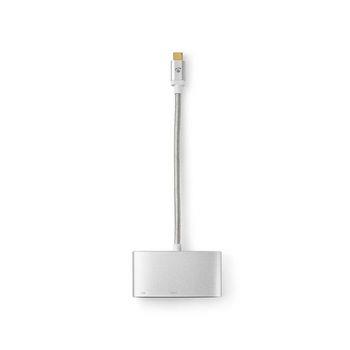 Nedis USB Multi-Port Adapter | USB 3.2 Gen 1 | USB-C- Hane | HDMI- Utgång / USB-A Hona / USB-C- Hona | 5 Gbps | 0.20 m | Rund | Guldplaterad | Flätad / Nylon | Silver | Kartong med täckt fönster