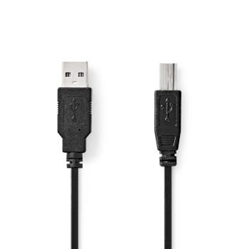 Nedis USB-kabel | USB 2.0 | USB-A Hane | USB-B Hane | 480 Mbps | Nickelplaterad | 3.00 m | Rund | PVC | Svart | Låda