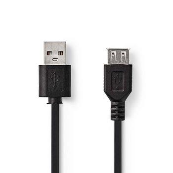 Nedis USB-adapter | USB 2.0 | USB-A Hane | USB-A Hona | 480 Mbps | 0.20 m | Rund | Nickelplaterad | PVC | Svart | Plastpåse