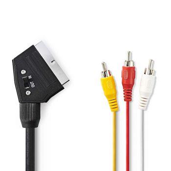 Nedis SCART-kabel | SCART Hane | 3x RCA Hane | Nickelplaterad | Bytbar | 480p | 1.00 m | Rund | PVC | Svart | Kuvert