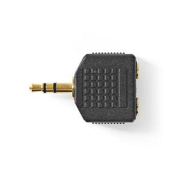 Nedis Stereo Audio Adapter | 3.5 mm Hane | 2x 3.5 mm, Hona | Guldplaterad | Rak | ABS | Svart | 10 st. | Plastpåse