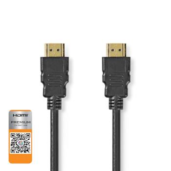 Nedis Premium High Speed --HDMI - kabel med Ethernet | HDMI- Kontakt | HDMI- Kontakt | 4K@60Hz | 18 Gbps | 1.00 m | Rund | PVC | Svart | Plastpåse