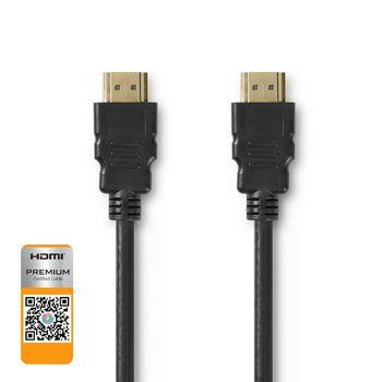 Nedis Premium High Speed --HDMI - kabel med Ethernet | HDMI- Kontakt | HDMI- Kontakt | 4K@60Hz | 18 Gbps | 5.00 m | Rund | PVC | Svart | Blister