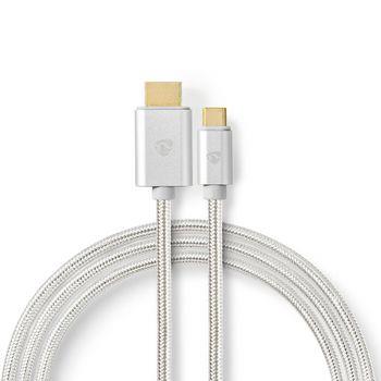 Nedis USB-C- Adapter | USB 3.2 Gen 1 | USB-C- Hane | HDMI- Kontakt | 4K@60Hz | 18 Gbps | 2.00 m | Rund | Guldplaterad | Flätad / Nylon | Aluminium | Kartong med täckt fönster