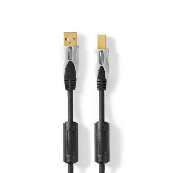 Nedis USB-kabel | USB 2.0 | USB-A Hane | USB-B Hane | 480 Mbps | Guldplaterad | 5.00 m | Rund | PVC | Antracit | Låda