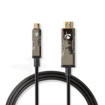 Nedis Aktiv optisk (AOC) USB kabel | USB-C- Hane | HDMI- Kontakt | 18 Gbps | 30.0 m | Rund | PVC | Svart | Presentbox