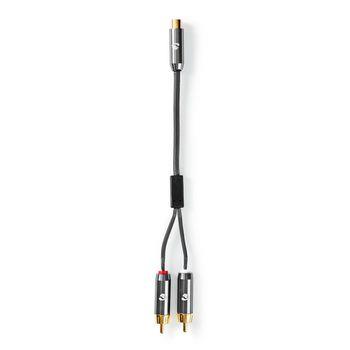 Nedis subwoofer Kabel | 2x RCA Hane | RCA Hona | Guldplaterad | 0.20 m | Rund | 4.5 mm | Antracit / Grått Med Metall | Kartong med täckt fönster