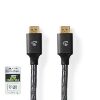 Nedis Ultra High Speed --HDMI - kabel | HDMI- Kontakt | HDMI- Kontakt | 8K@60Hz | 48 Gbps | 1.00 m | Rund | 6.3 mm | Antracit / Grått Med Metall | Kartong med täckt fönster