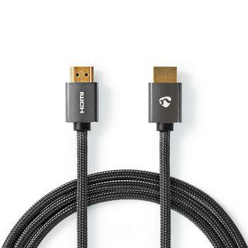 Nedis High Speed --HDMI - kabel med Ethernet | HDMI- Kontakt | HDMI- Kontakt | 4K@60Hz | ARC | 18 Gbps | 0.50 m | Rund | Bomull | Grå / Grått Med Metall | Kartong med täckt fönster