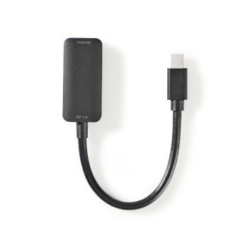 Nedis Mini Displayport-kabel | DisplayPort 1.4 | Mini DisplayPort Hane | HDMI- Utgång | 48 Gbps | Nickelplaterad | 0.20 m | Rund | PVC | Svart | Plastpåse