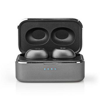 Nedis Fullt Trådlösa hörlurar | Bluetooth® | Maximal batteritid: 3 hrs | Tryck på Kontroll | Batteri hölje | Inbygd mikrofon | Stöd för röststyrning | Grå / Silver