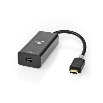 Nedis USB-C- Adapter | USB 3.2 Gen 1 | USB-C- Hane | Mini DisplayPort Hona | 0.20 m | Rund | Guldplaterad | PVC | Antracit | Kartong med fönster