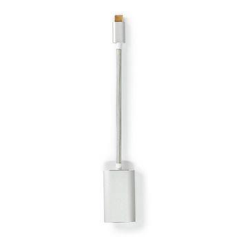 Nedis USB-C- Adapter | USB 3.2 Gen 1 | USB-C- Hane | Mini DisplayPort Hona | Power delivery | 0.20 m | Rund | Guldplaterad | Flätad / Nylon | Silver | Kartong med täckt fönster